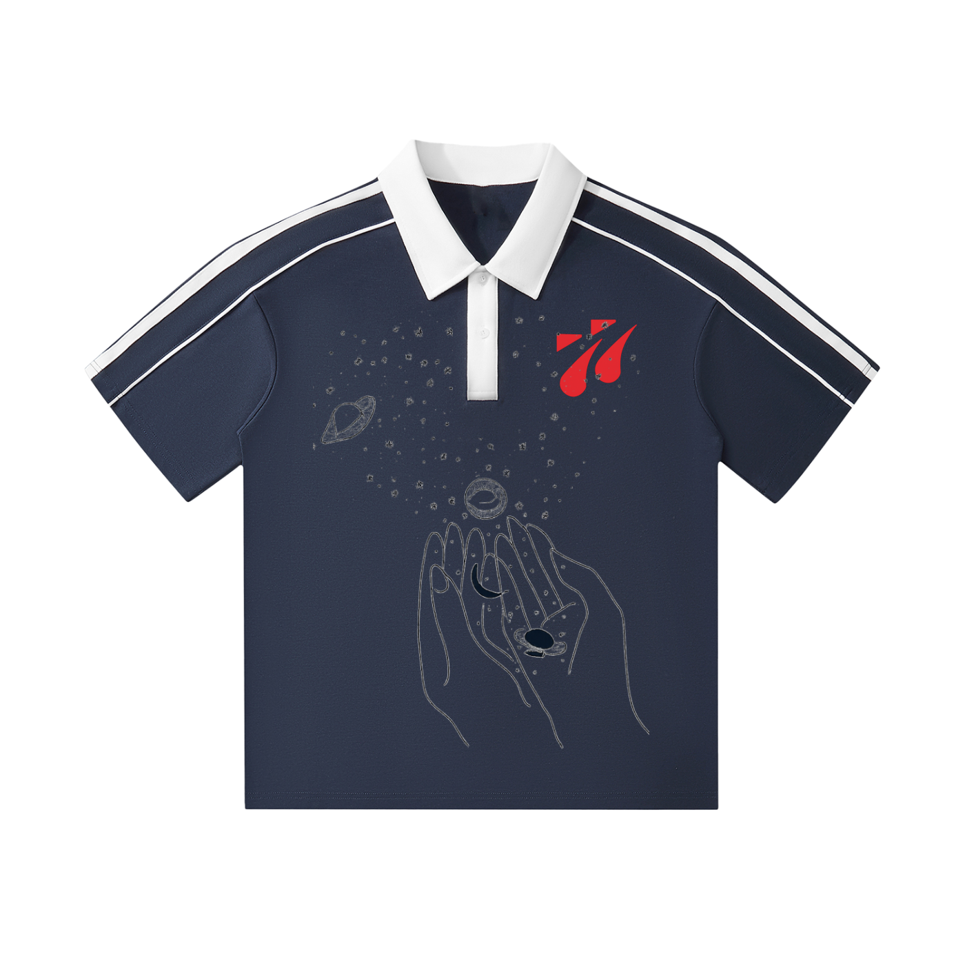 Galaxy Collar Short-Sleeve Polo Shirt