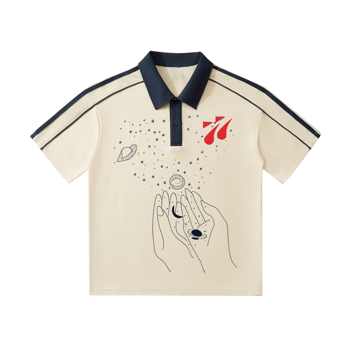 Galaxy Collar Short-Sleeve Polo Shirt