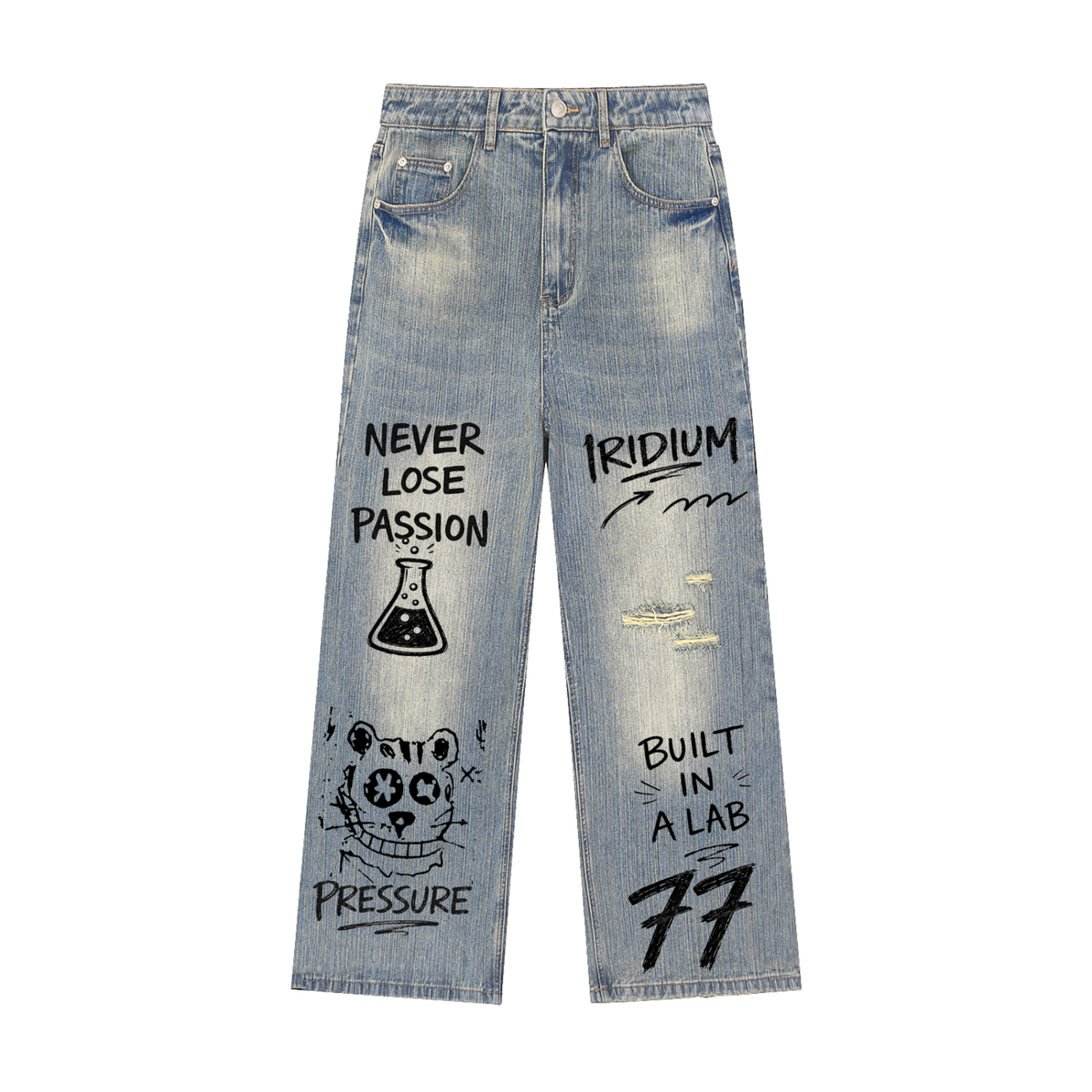 Pressure Again Vintage-Washed Distressed Denim Jeans