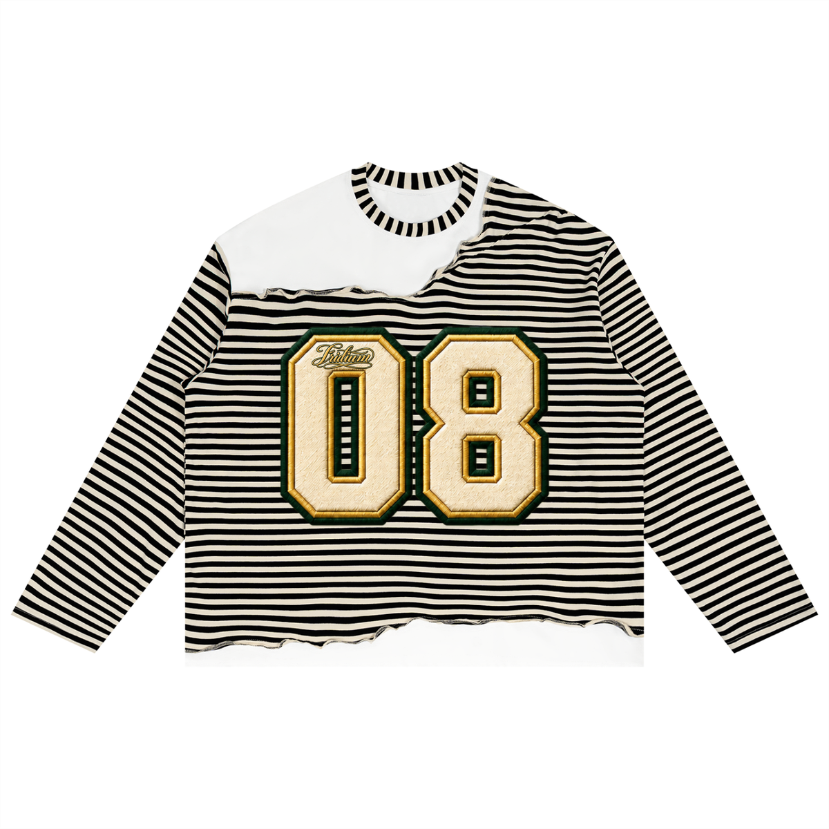 0877  Striped Panel Boxy Long Sleeve T-Shirt