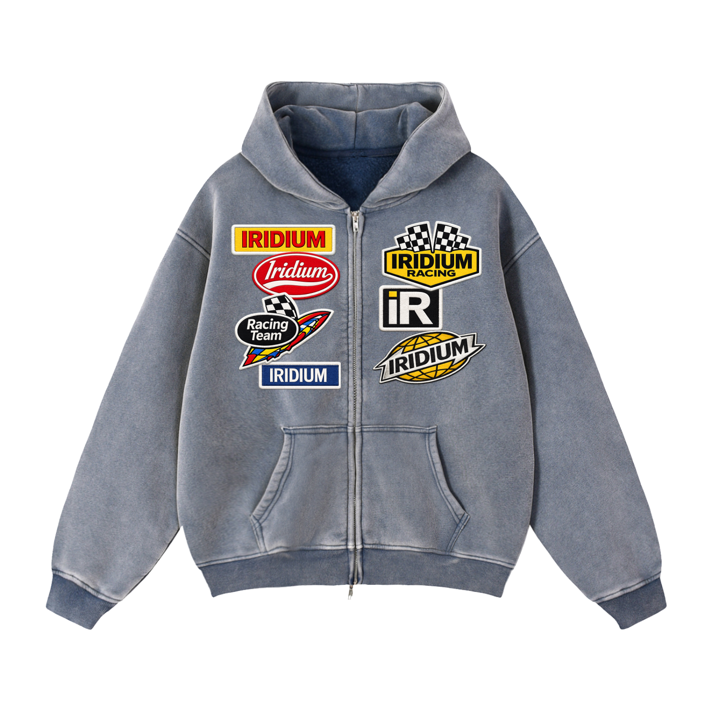 racer Zip-Through Boxy Fleece Hoodie