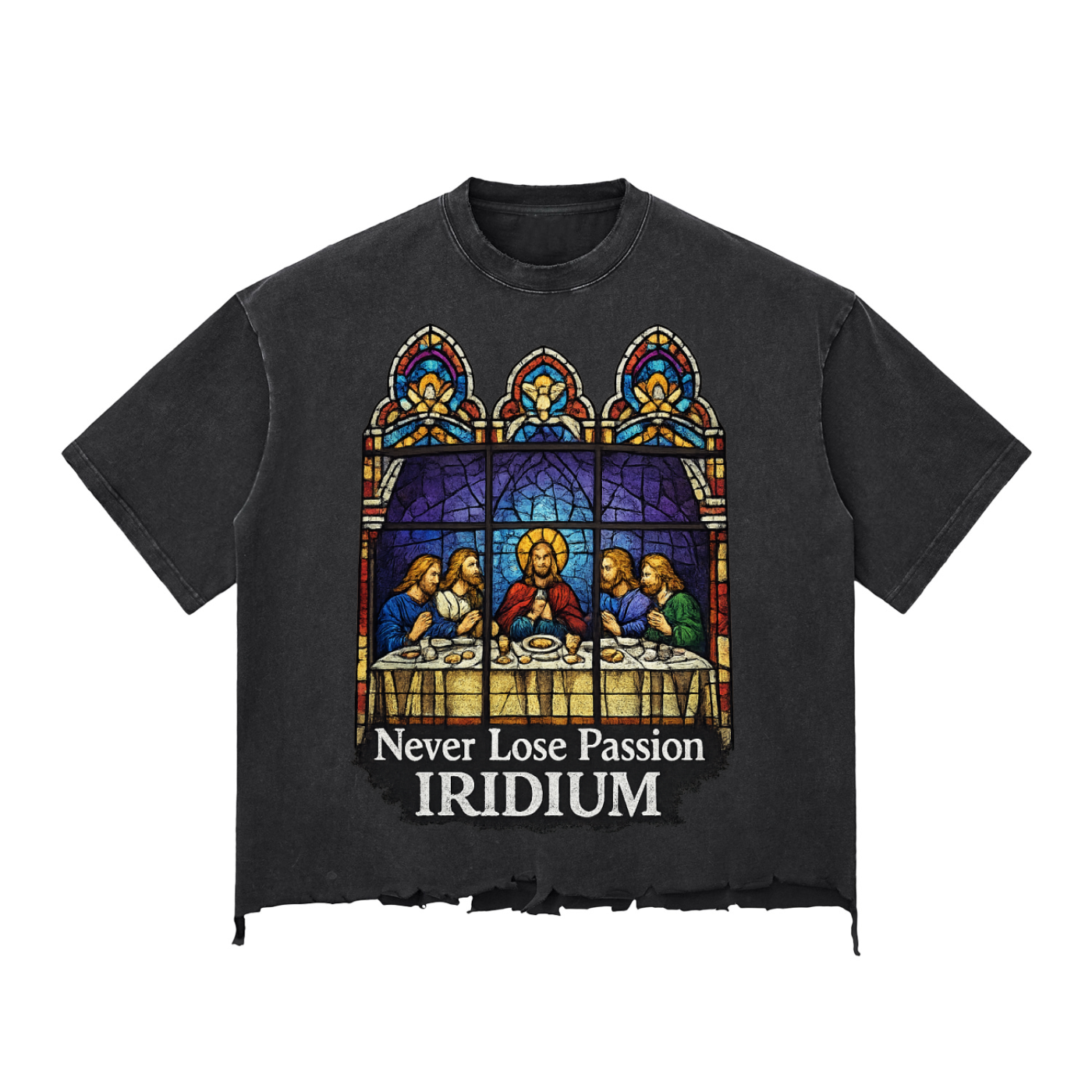 Stain Glass Snow Wash Raw-Hem Boxy T-shirt