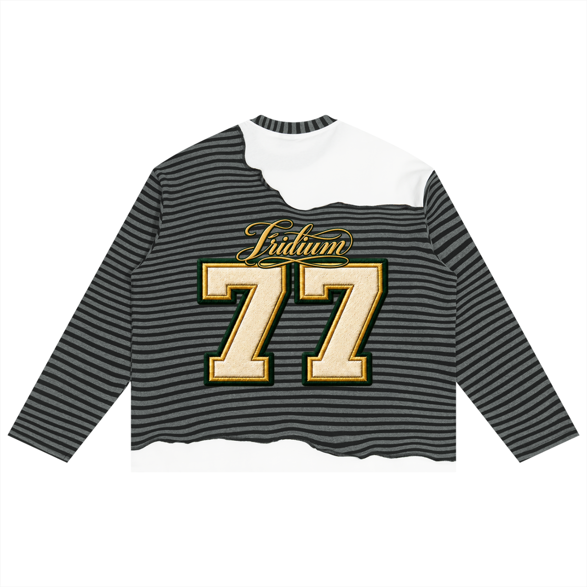 0877  Striped Panel Boxy Long Sleeve T-Shirt