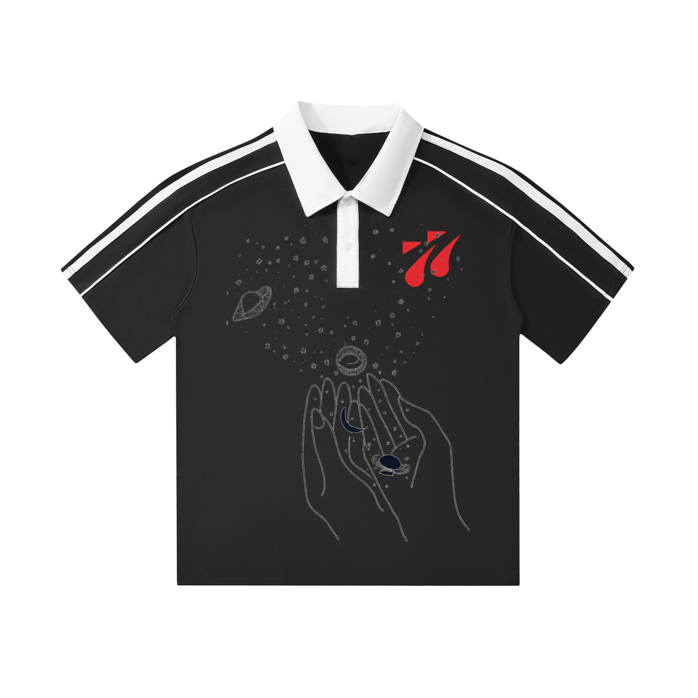 Galaxy Collar Short-Sleeve Polo Shirt