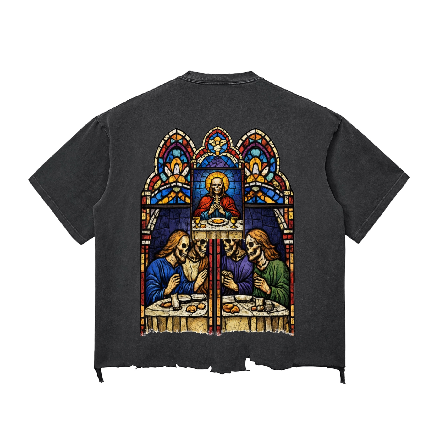Stain Glass Snow Wash Raw-Hem Boxy T-shirt