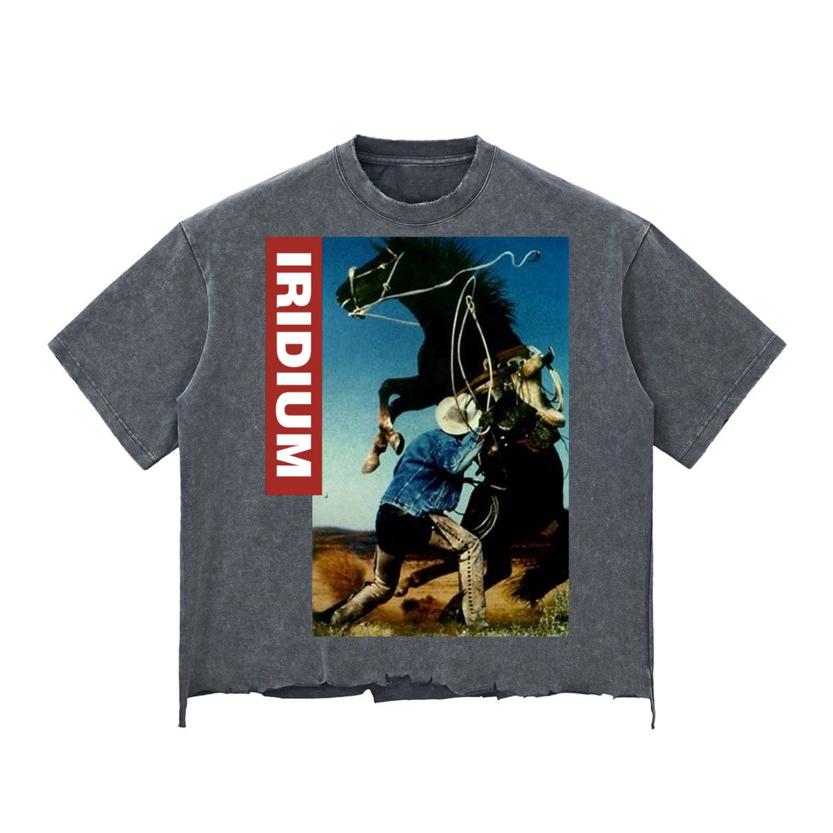 Taming Chaos Snow-Washed Raw-Hem Boxy T-Shirt