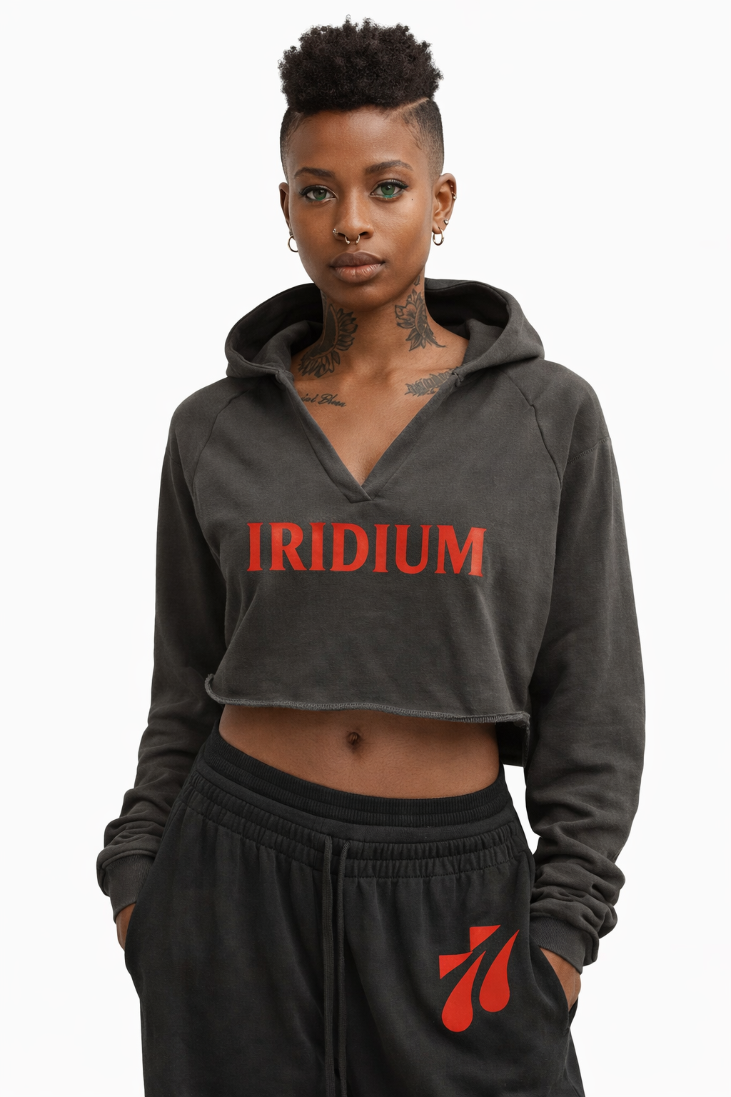 Shawty 77 Vintage-Washed Cropped Hoodie
