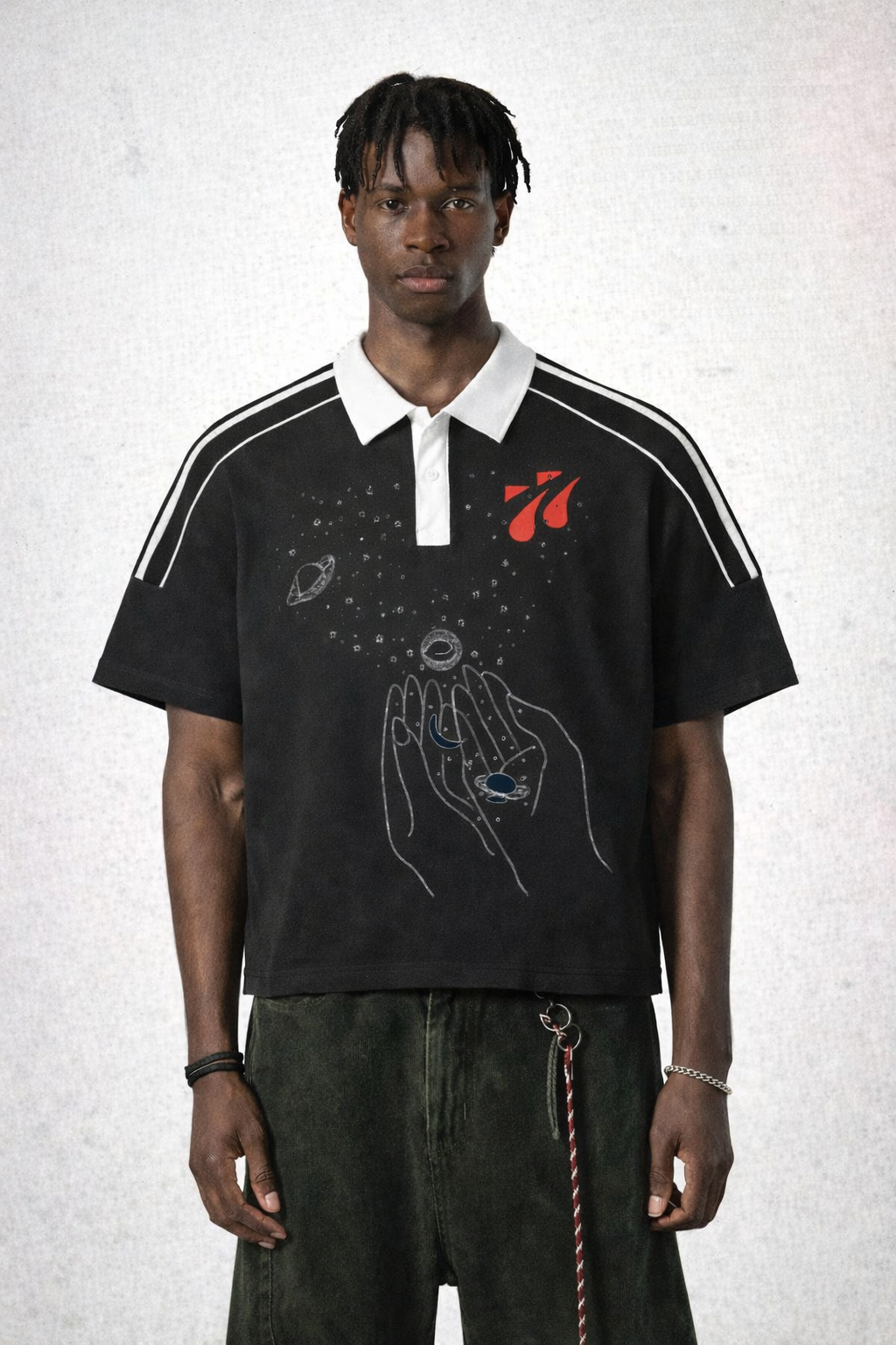 Galaxy Collar Short-Sleeve Polo Shirt