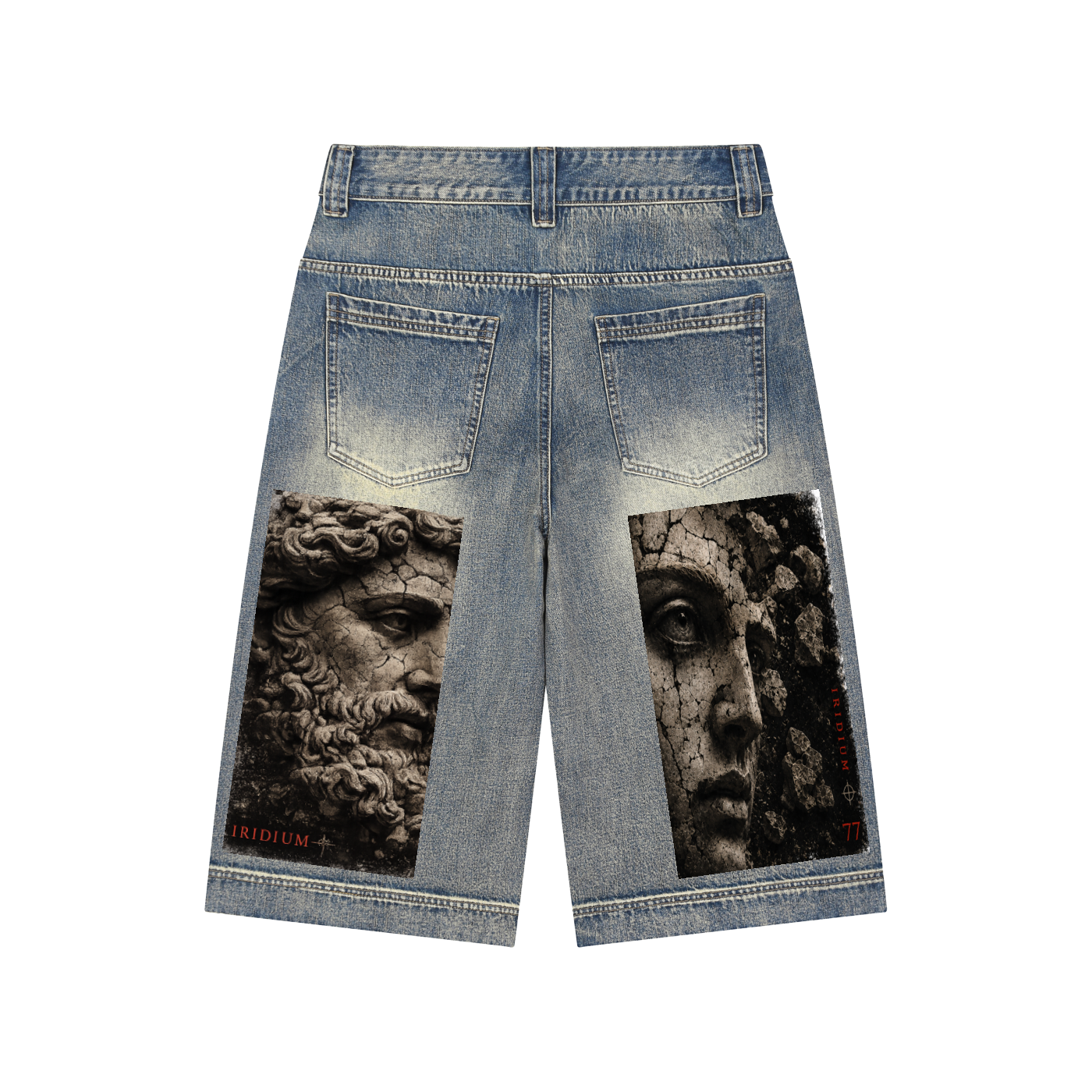 Greek Vintage Wash Baggy Denim Shorts