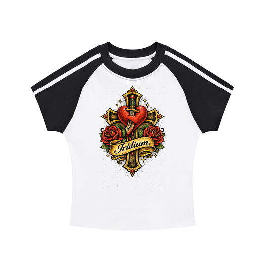 LOVE Contrast Stripes Bodycon Raglan  Sleeve T-Shirt