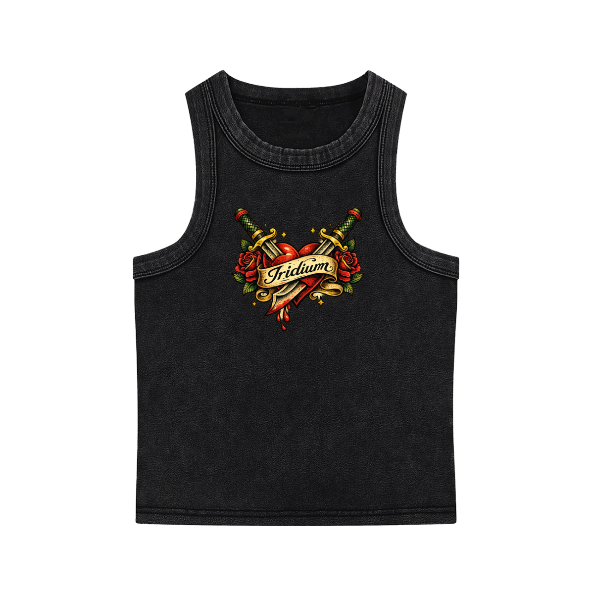 Heart Snow-Washed Cropped Tank Top