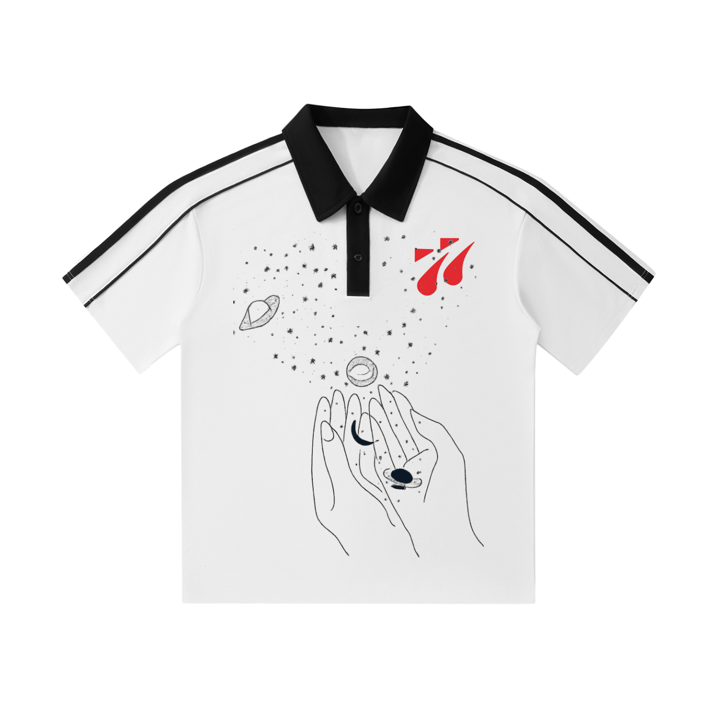 Galaxy Collar Short-Sleeve Polo Shirt