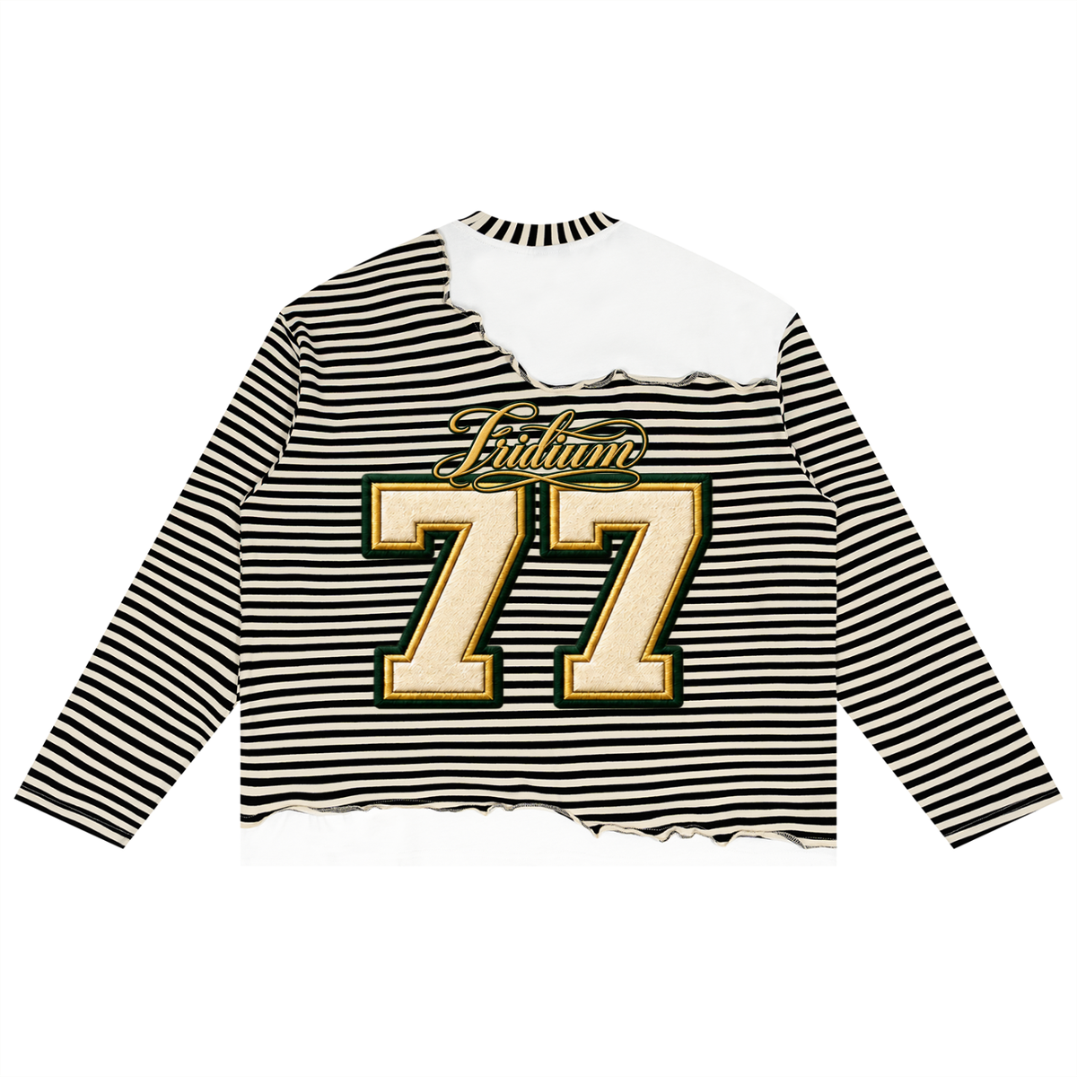 0877  Striped Panel Boxy Long Sleeve T-Shirt