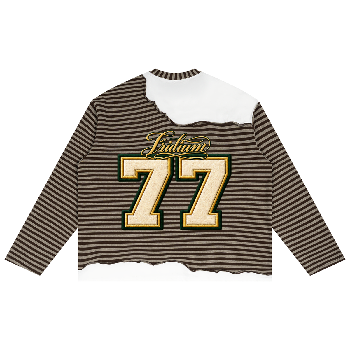 0877  Striped Panel Boxy Long Sleeve T-Shirt