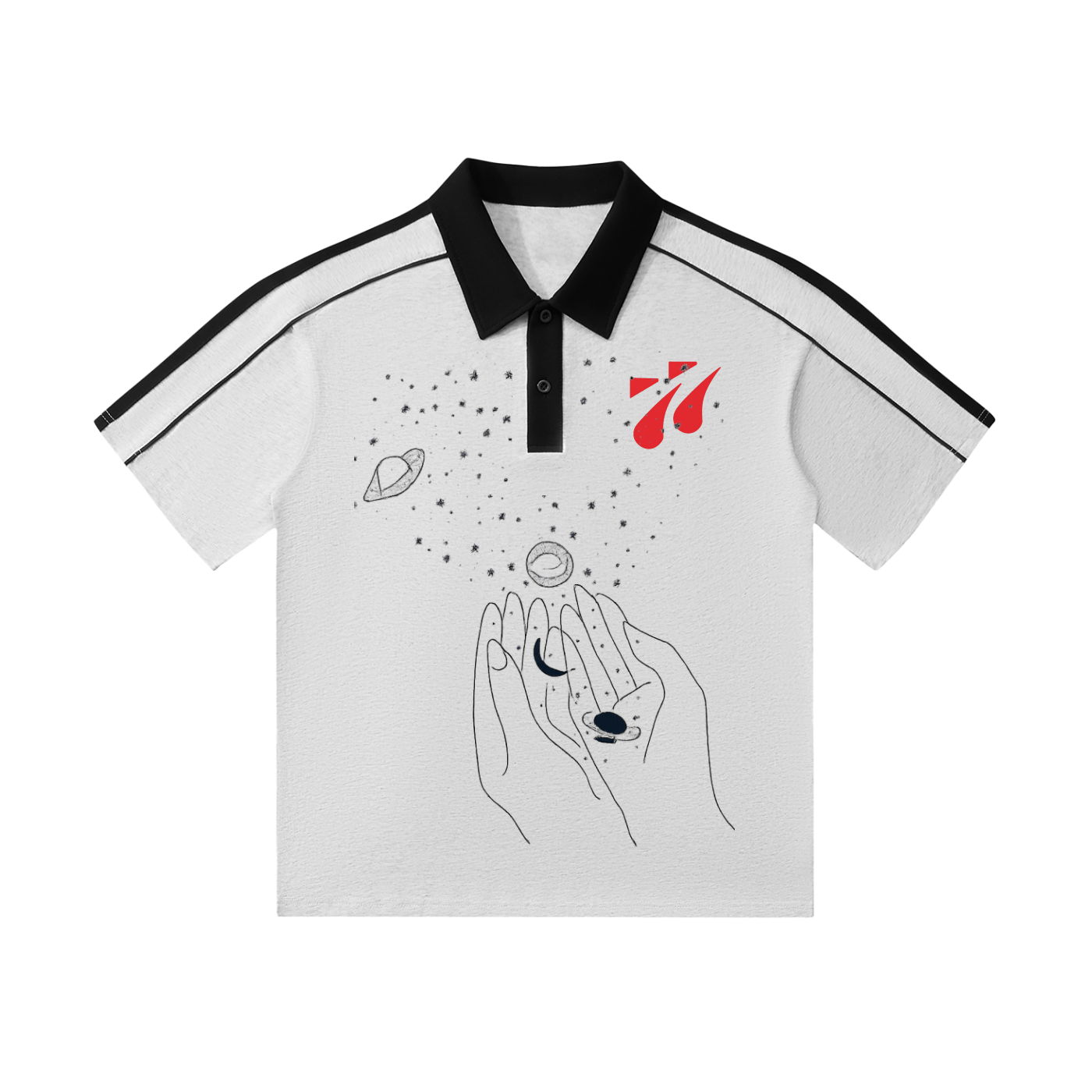 Galaxy Collar Short-Sleeve Polo Shirt